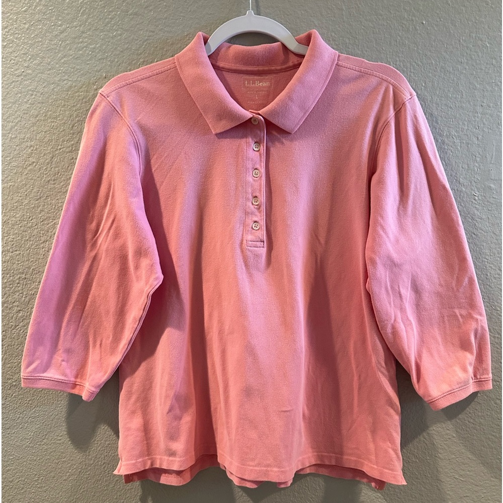 LL Bean Vintage Slightly Fitted 3/4 Sleeve Women’s Size Large Collared Pink